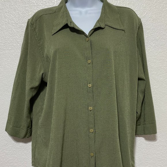 XL-Women's 1/2 Sleeve Light Green Blouse Button Down Design - Picture 1 of 4